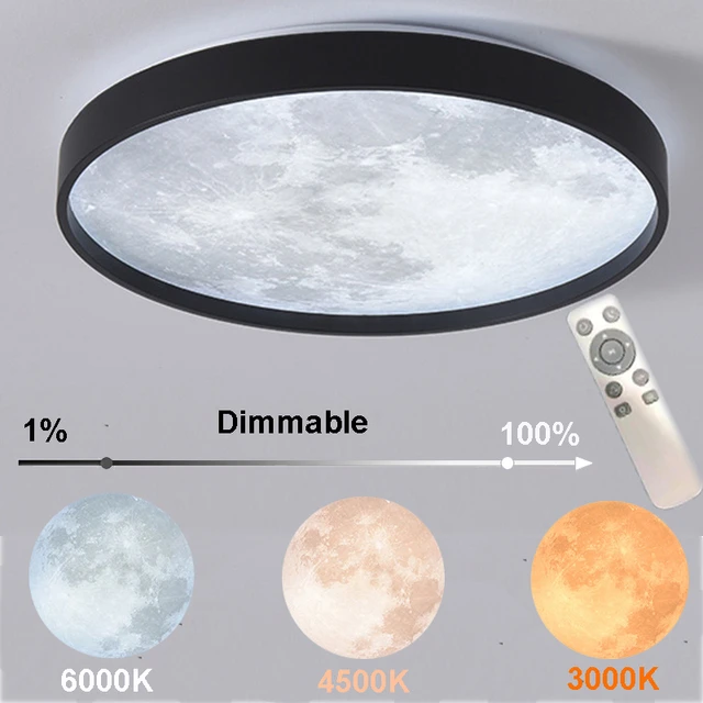 Светодиодная потолочная лампа в виде Луны, креативный круглый комнатный ...