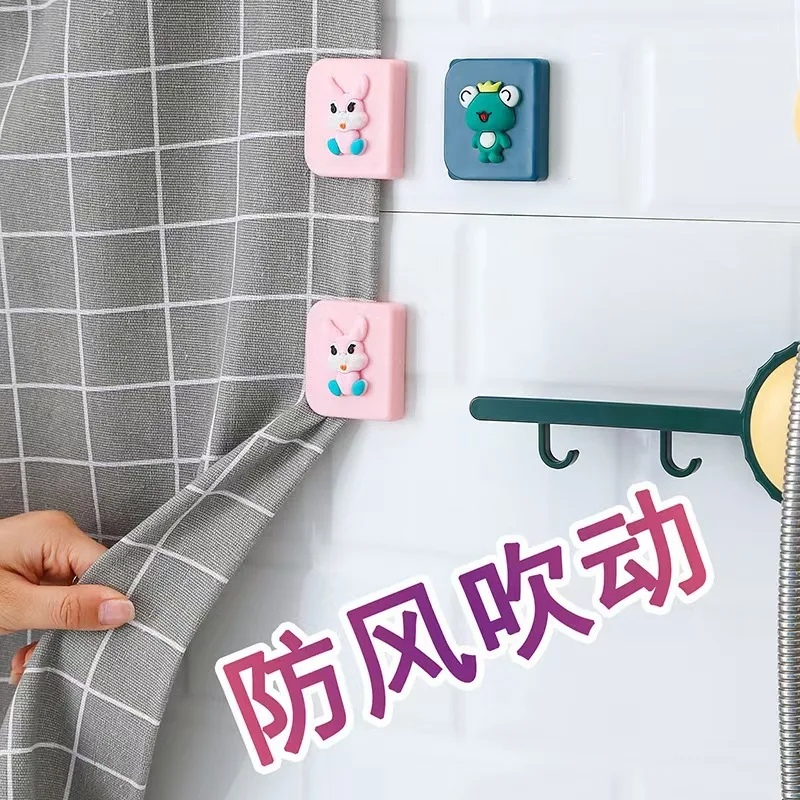 Shower Curtain Clips Windproof Self-adhesive Shower Curtain Clips Toilet Curtain Rings Clip Holder Bathroom Accessories