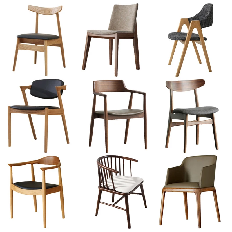 Nordic Solid Wood Luxury Dining Chair Windsor Horn Leather Dining Chair