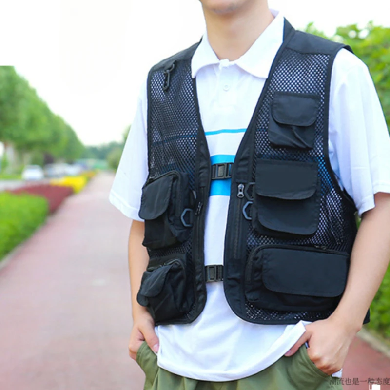 Outdoor Leisure Sports Fishing Vest Mesh Breathable Vest Outdoor Mountaineering Multi Pocket