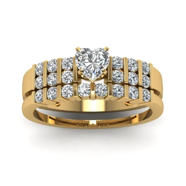 Mifeiya Luxury Wedding Engagement Lover's Ring Set Bling Iced Out Geometric AAA Cubic Zircon Crystal Ring for Couple Women Men AJZ310gold