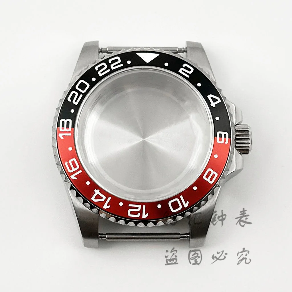 High-Quality 40MM GMT Watch Case with Aluminum Bezel, Stainless Steel Finish
