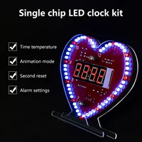 DIY Clock Kits Heart-Shaped 4-Digit Date/Time/Temperature/Week Alarm Clock Soldering Suite with LED Light for Girl Birthday Gift 1