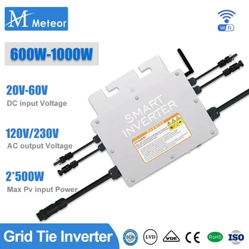 PV Input Voltage 20~60V AC Output 110V/230V Auto 600W/700W/800W/1000W Micro Solar Grid Tie Inverter With WIFI Monitor
