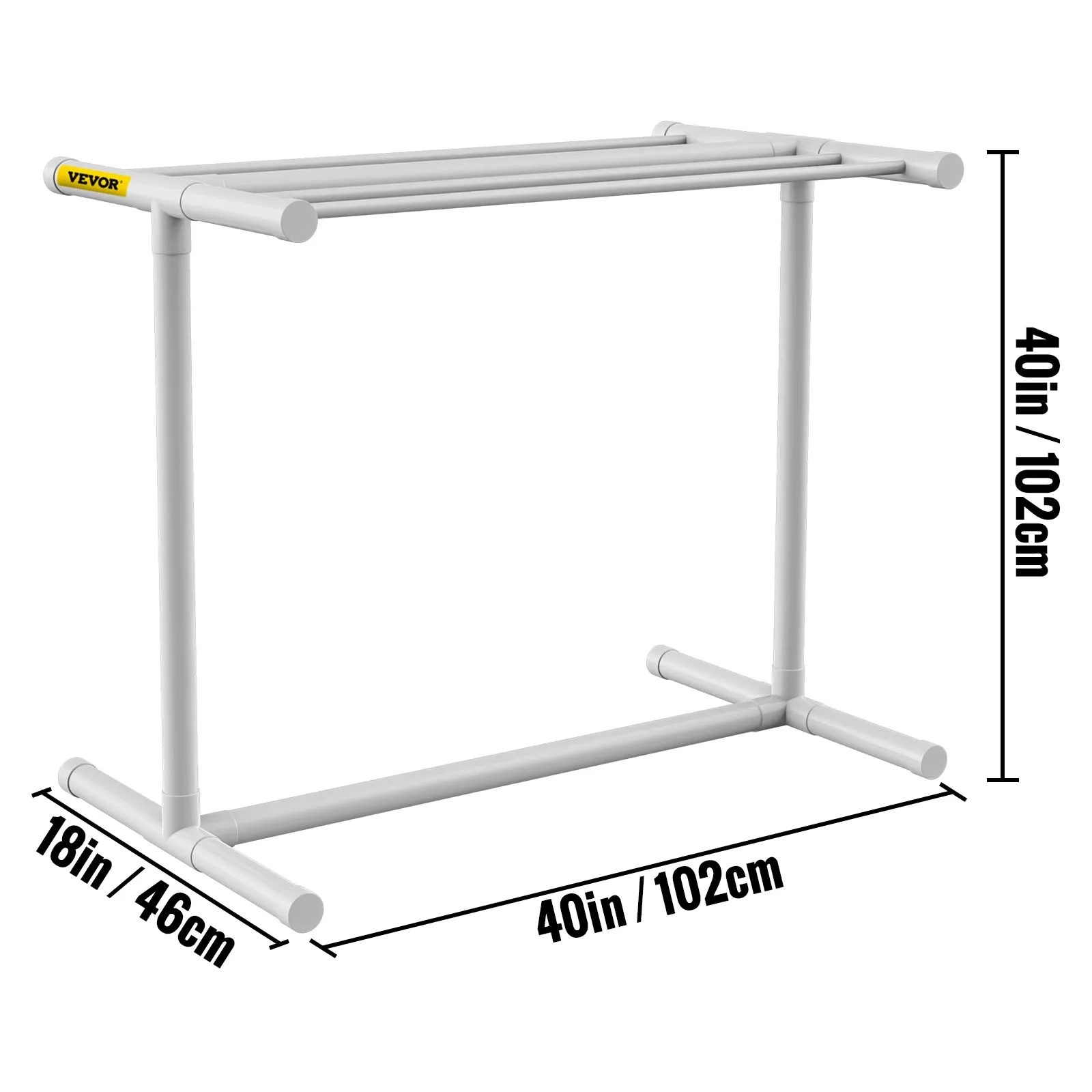 VEVOR 5 Bar Pool Towel Rack PVC T-shape White/Brown Freestanding Outdoor Poolside Storage Organizer W/ Stores Floats & Paddles