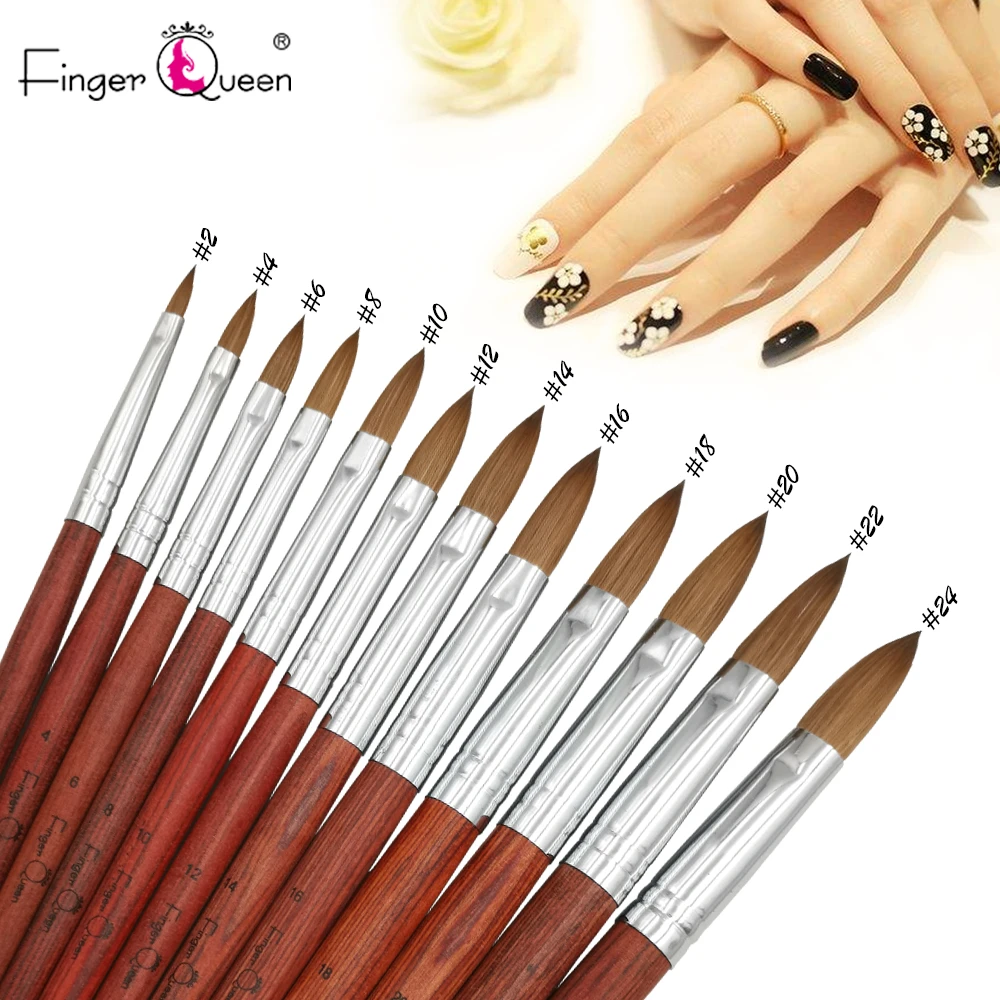 Red Wooden Handle Kolinsky Acrylic Nail Brush For Nail Art Brush Drawing Gel Extension Brushes