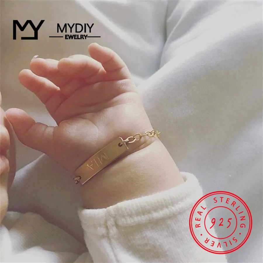 925 Silver Personalized Engraving Bracelets Baby Bangle Customized