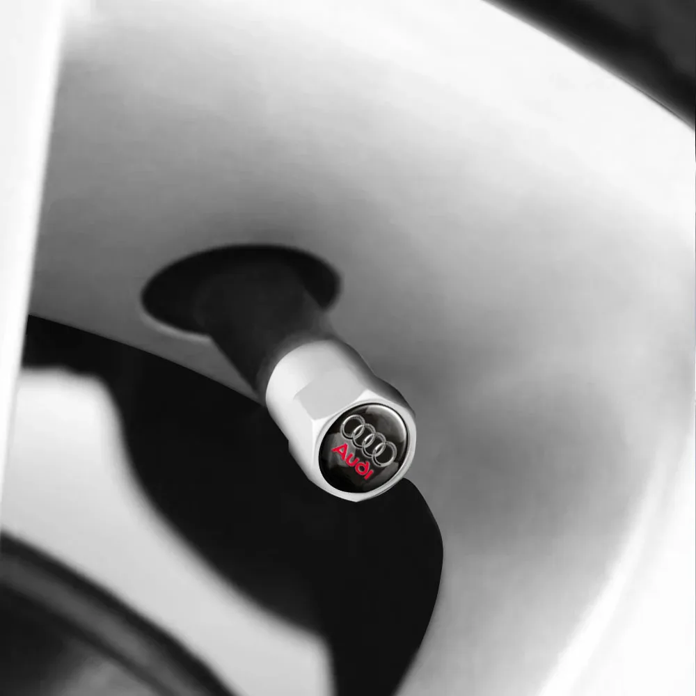 4-Piece Luxury Car Wheel Tire Valve Cap Set with Badge Emblem