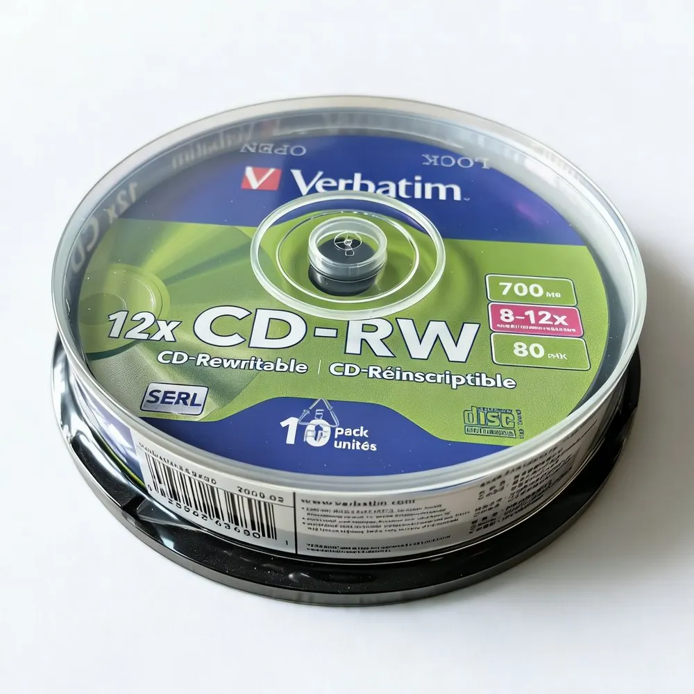 Verbatim CDRW Disc Rewritable CD CD-RW Discs 700MB 8-12X 10Pcs ...