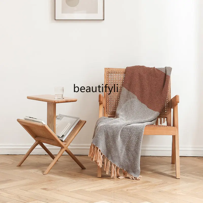 

zqBook Shelf Nordic Bookshelf Magazine Storage Rack Side Table Newspaper Shelf Floor Rattan Document Rack