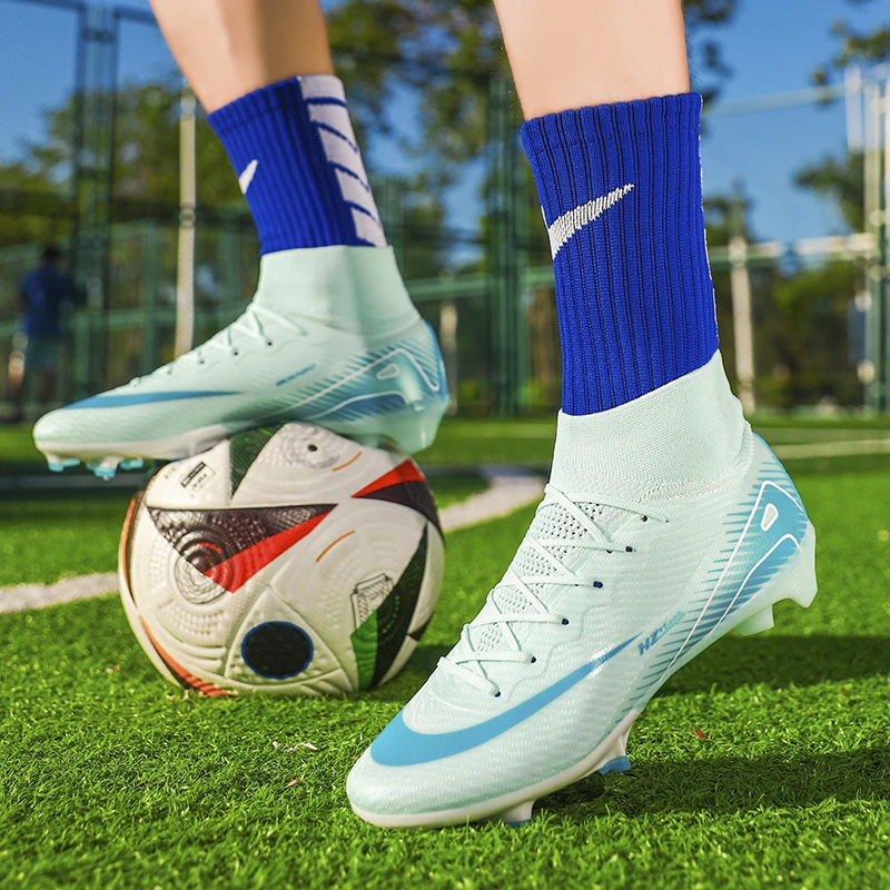 Men's Soccer Shoes High Top TF/FG Anti Slip Football Boots Outdoor Grass Adult Professional Training football shoes