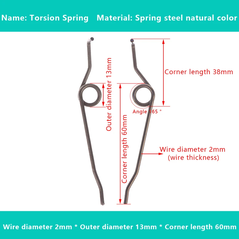 1 Pair 2.0mm/2.5mm 165 Degree Door Lock Latch Return Springs Torsion Retracting Interior Body Repair Accessory