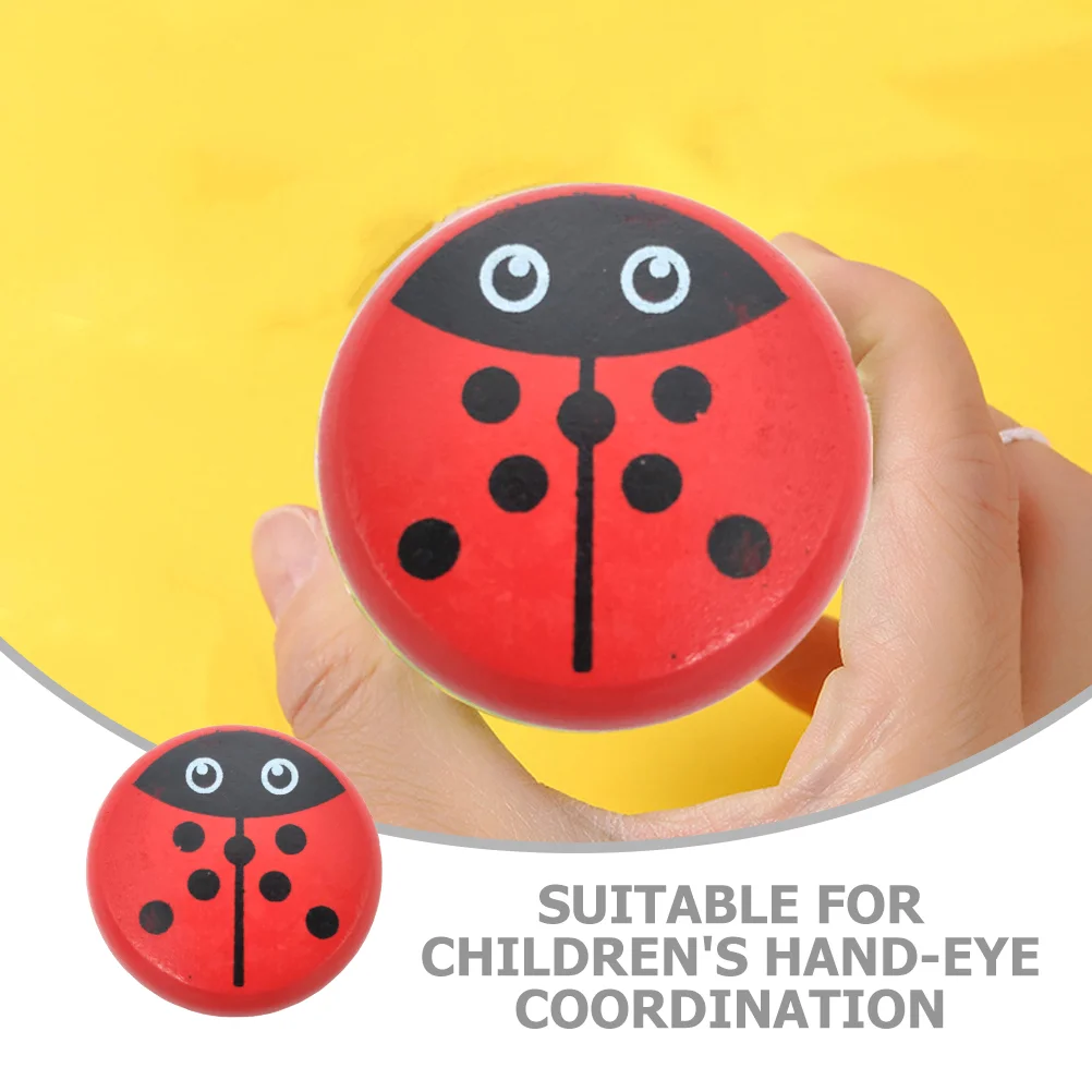 Wooden Yoyo Ball Kids Wood String Toy Safe YoYo For Hobby Collectibles Ladybird Pattern Design Small