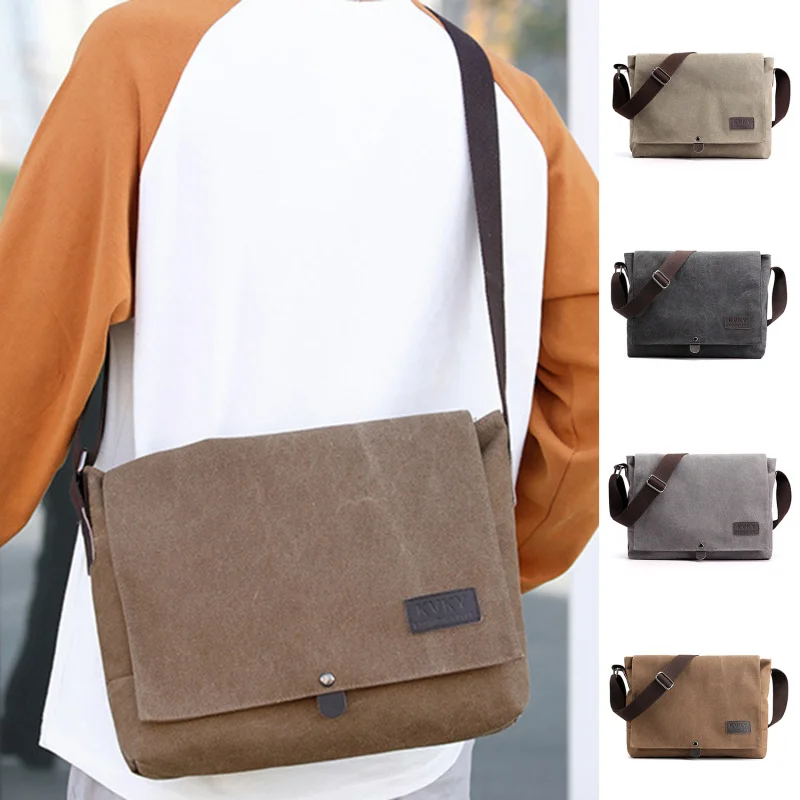 Men's Retro Canvas Messenger Bag New Fashion Trend Shoulder Bag Casual