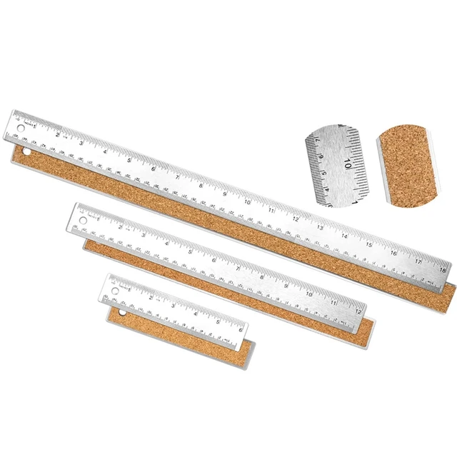 Metal Ruler 3 Pieces Stainless Steel Ruler With Cork Backing Non Slip Straight  Edge Metal Ruler For Office School Work - AliExpress