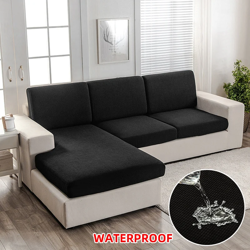 Waterproof Sofa Seat Cushion Cover 1PC Solid Color Elastic Sofa Cover Jacquard Sofa Seat Cover Furniture Protector for Pets Kids 6