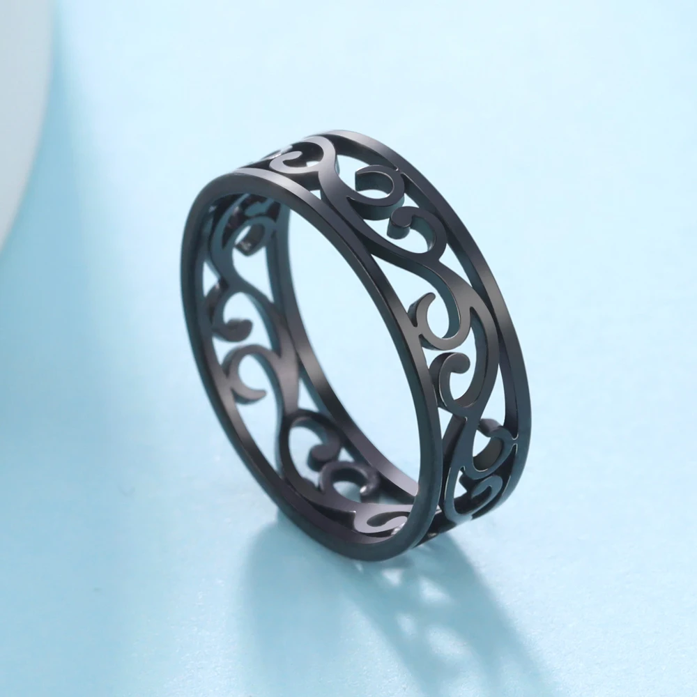 Cooltime filigrane Blumen ringe für Frauen Edelstahl romantische Paar Fingerringe Trend Geburtstag Schmuck Geschenk neu in – Detail 22