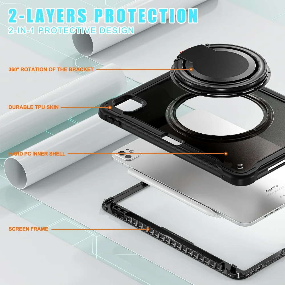 Shockproof Kickstand Case for iPad Air and Pro - 2024 Edition