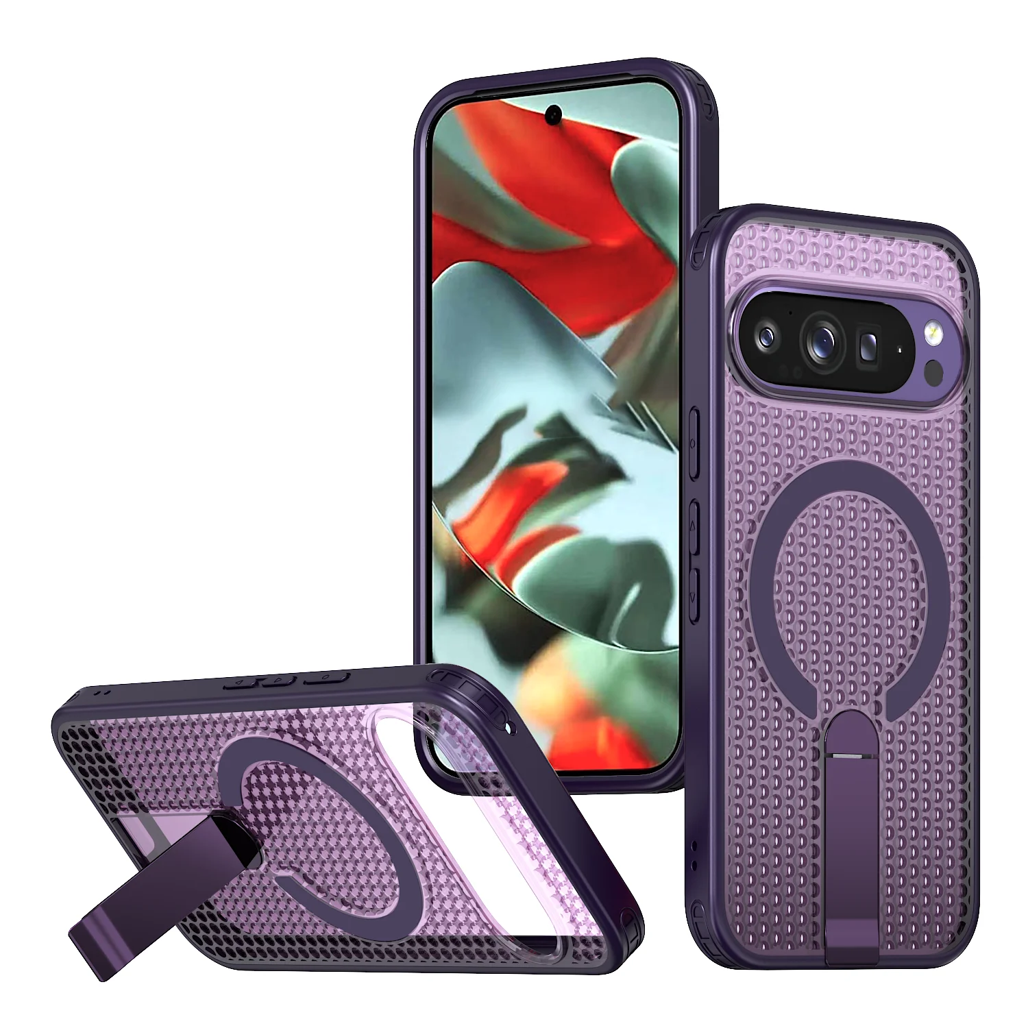 Transparent Particle Heat Dissipation Magnetic Phone Case with PC Board Bracket