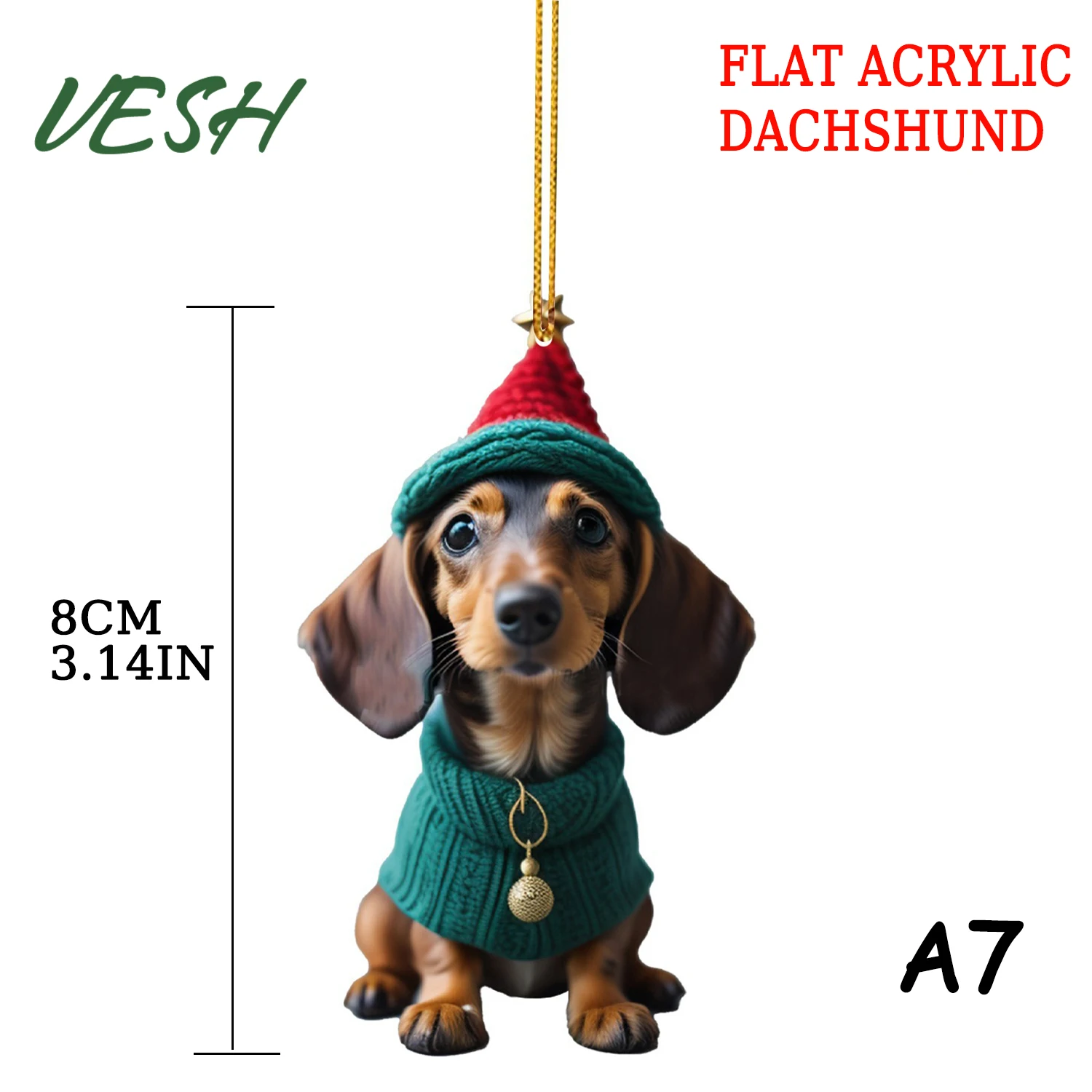 thumbnail image 1 of Lindo colgante de árbol de Navidad con forma de perro para el hogar, para colgar en el coche, para el hogar, para Halloween, para ventana, coche, mochila, 1 of 5