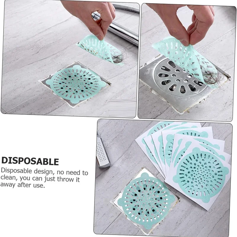 10Pcs Disposable Shower Drain Hair Catcher Round Hair Catchers Waterproof Adhesive Mesh Stickers for Shower Drain Cover Bathroom 3