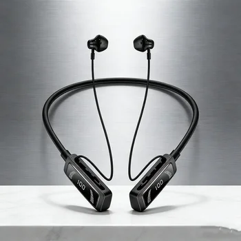 New Long Endurance LED Bluetooth Earphones HiFi Sound Earbuds Wireless Headphone Sports Gamer Neckband Neck-hanging Headsets 1