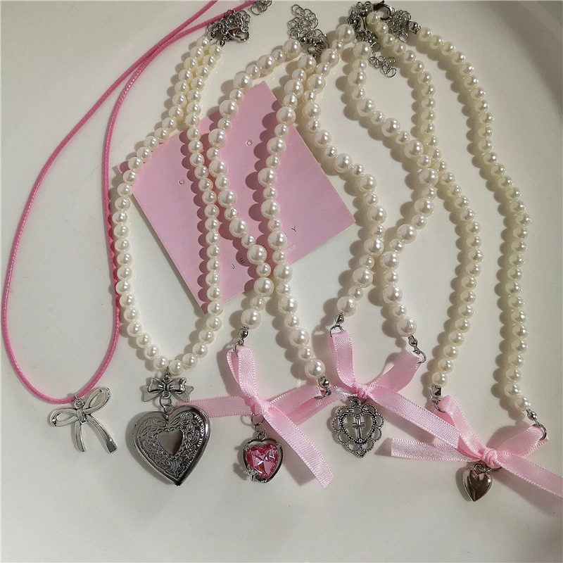 Pink Heart 2 PC Magnetic Sterling Silver & Crystals Bead Charm by The Black Bow Jewelry Co.