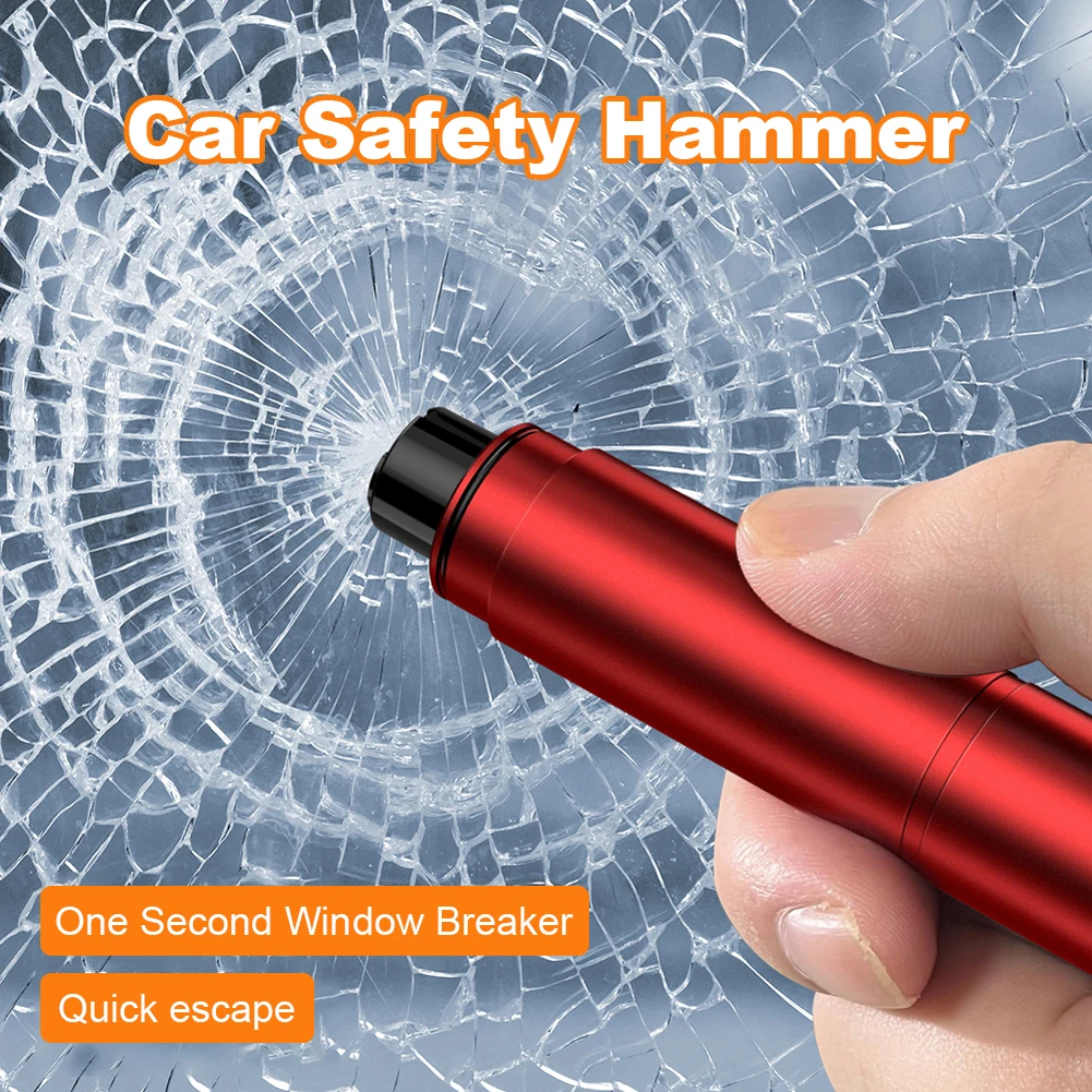 Car Safety Hammer Aluminum Alloy Auto Emergency Glass Window Breaker High Hardness Seat Belt Cutter Life-Saving Car Emergency