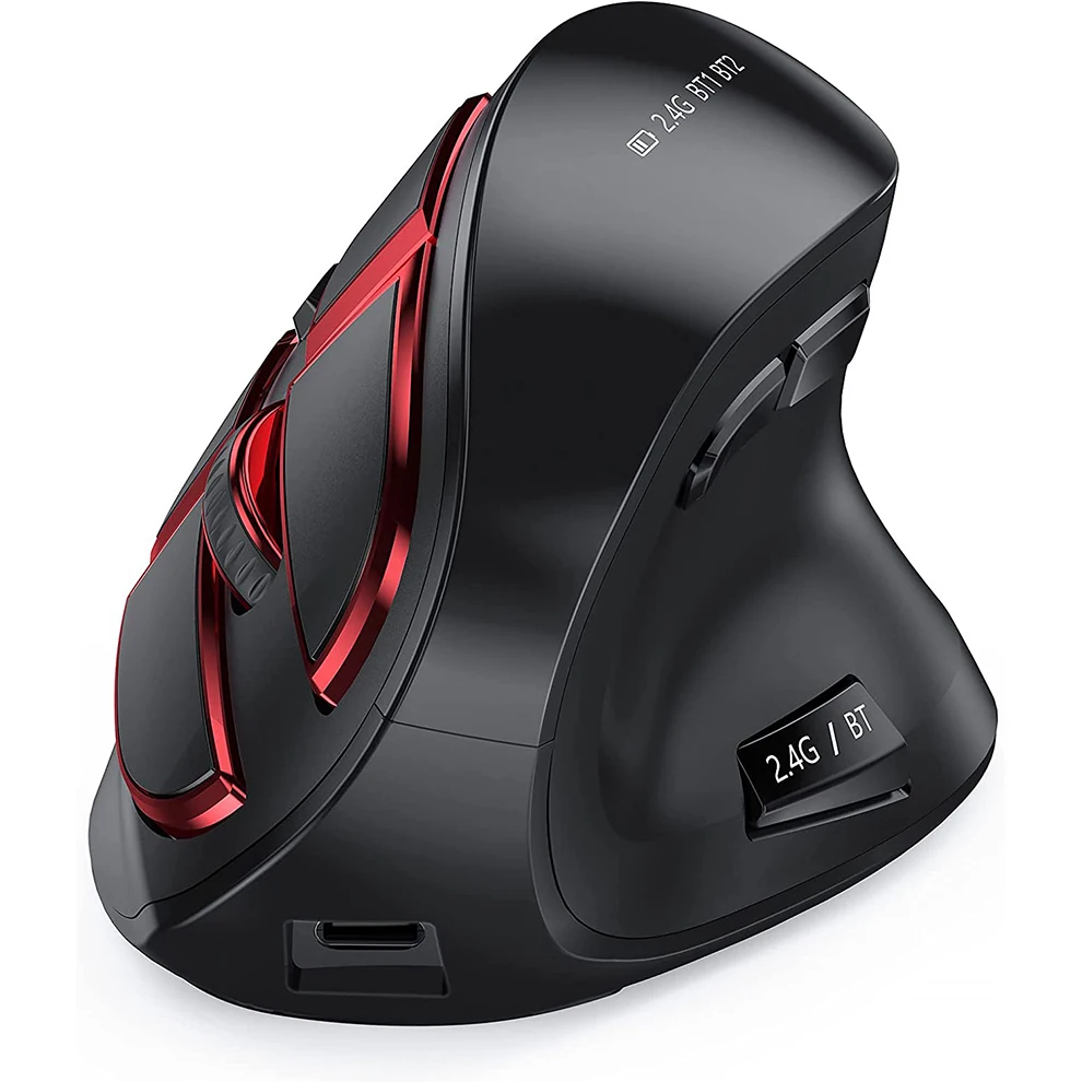 Vogek Bluetooth Mais 2.4g Mouse Vertical sem Fio Recarregável Silencioso Clique Ergonômico Mouse para Computador Portátil Tablet Jogo Mouse