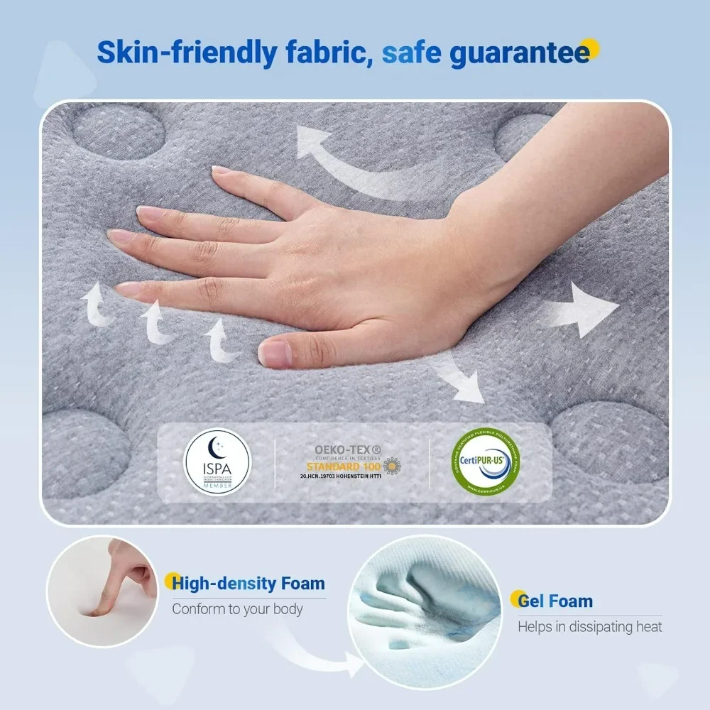 King Mattress, King Mattress in a Box, 12 Inch Hybrid Mattress King, Medium Firm,Pocket Innerspring for Motion Isolation,Comfort 2