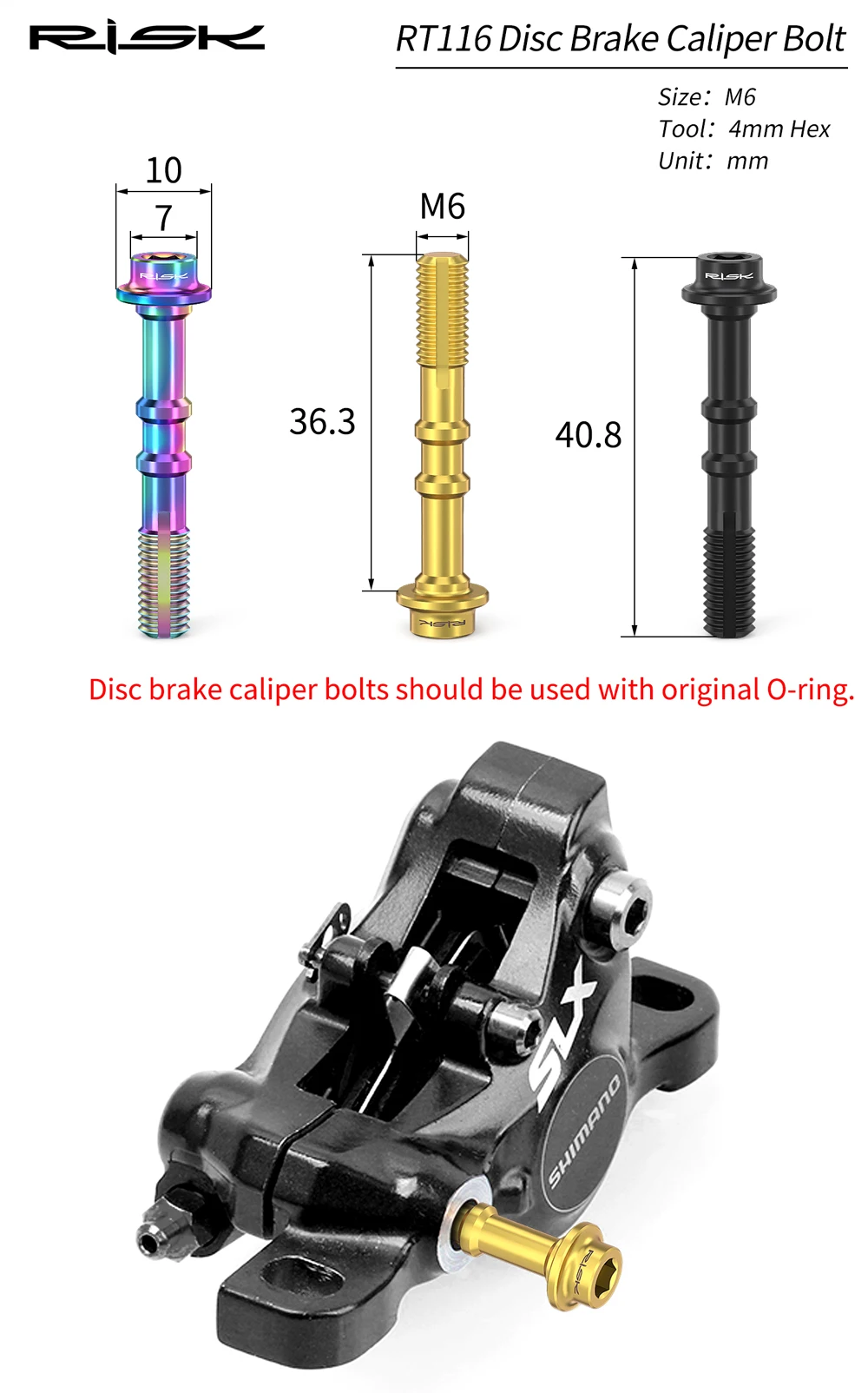 RISIKO Fahrrad Öl Hydraulische Scheibenbremse Titan Bolzen Schraube Halter Pin Kompression Mutter Entlüftungsnippel Hauptzylinder Fahrrad – Detail 4