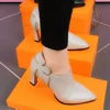 Fashion Plus Size 43 High Heels Women Comfort Pointed Black Women's Shoes Retro Slide Zipper Pumps Zapatos De Mujer 2