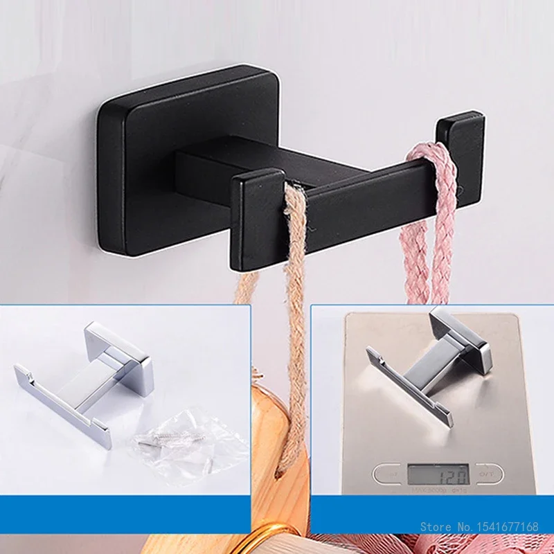 Creative Stainless Steel Towel Ring, Towel Holder Hook, Matte Black, Chrome, Silver, Titanium, Gold, Household Bathroom, 3Pc Set