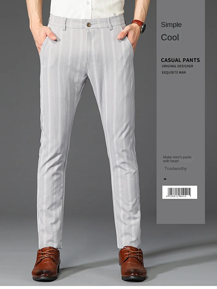 Description Picture 3 of itemBusiness Long Pants Men's New 2024 Elastic Striped Slim Fit Suit Pants Men's Young and Middle-Aged Casual Men's Clothing