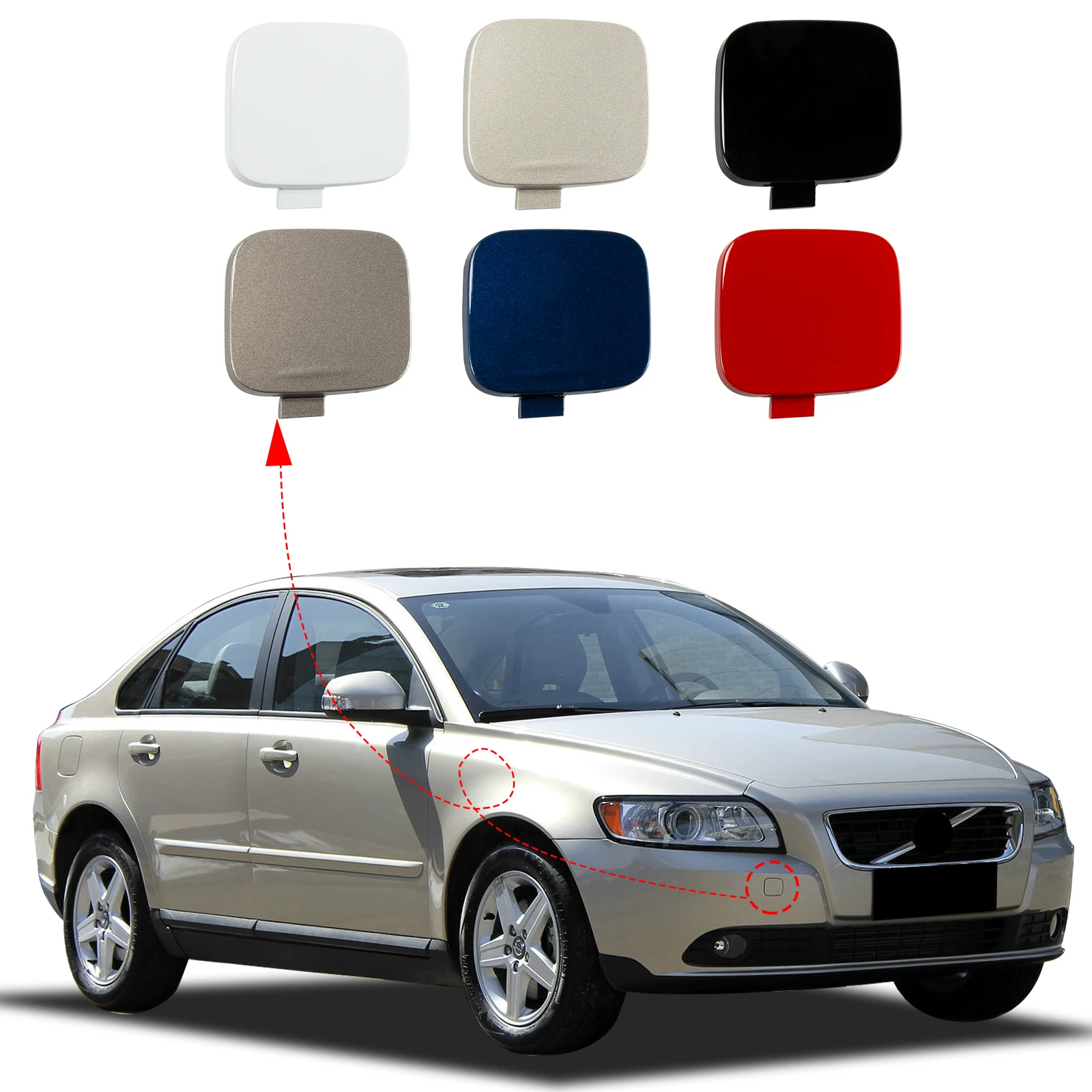 Front Bumper Tow Hook Cover Cap Eye For Volvo S40 2008 2009 2010 2011 39886277 30744906