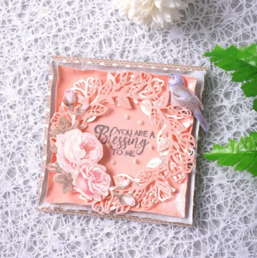 꽃 화환 잎 금속 절단 다이 스크랩북 사진 앨범 장식 엠보싱 종이 카드 공예 스텐실 템플릿