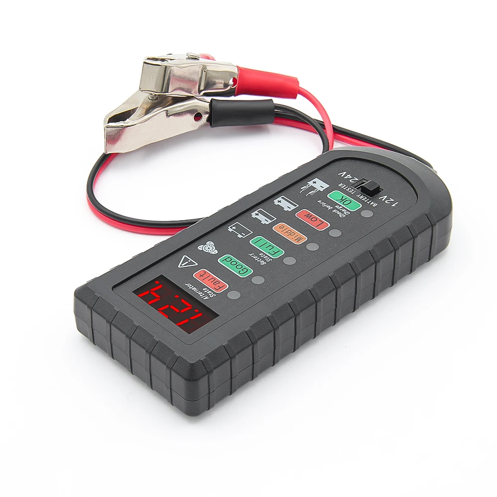12V 24V Car Battery Tester Alternator Tester LED Display Automotive Battery Checker Analyzer Auto Repair Multifunctional
