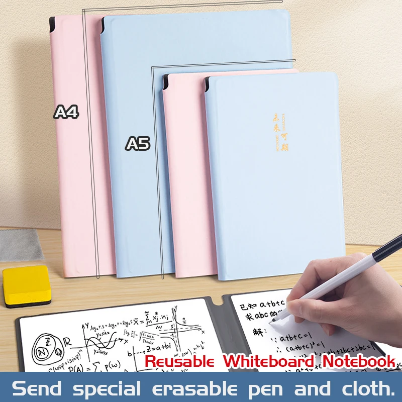 A4/a5 Reusable Whiteboard Notebook Set Pu Double sided Student