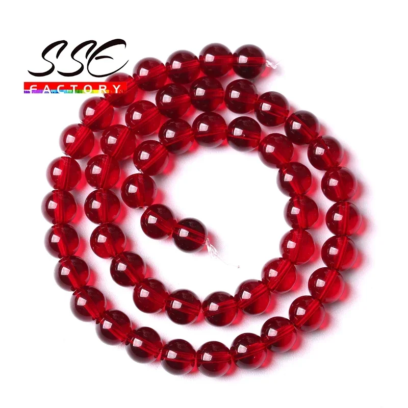 Garnet Glass Crystal Beads Red Glass Round Loose Stone Beads For Jewelry Making DIY Bracelet Necklaces Accessories 15"