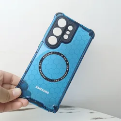 Translucent Armor Magnetic Case with Lens Protection Cover - S23 (Blue)