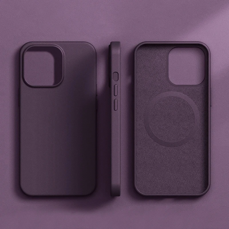 Premium Magnetic Leather Case with Wireless Charging Support