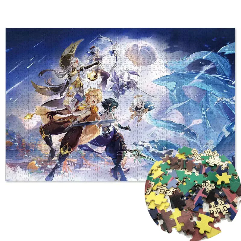 Genshin Impact Puzzles for Adults 1000 Pieces Paper Jigsaw Educational Intellectual Decompressing DIY Large Puzzle Game Toy Gift |