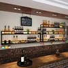 Industrial Wall-Mounted Bar Rack Integrated Shelf Iron Art Wall Storage Shelf Wall Hanging Light Bar Wine Glass Holder Shelf 2
