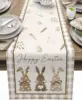 Happy Easter Bunny Egg Linen Table Runner Holiday Party Decor Spring Carrot Plant Plaid Table Runners Kitchen Dining Table Decor 1