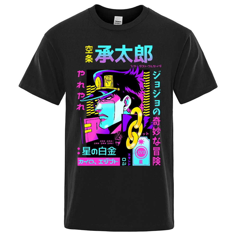 

Fashion Jojo Bizarre Adventure T Shirt Men Short Sleeved Vaporwave Aesthetic Jotaro T-shirt Cotton Kujo Manga Graphic Tee Tops