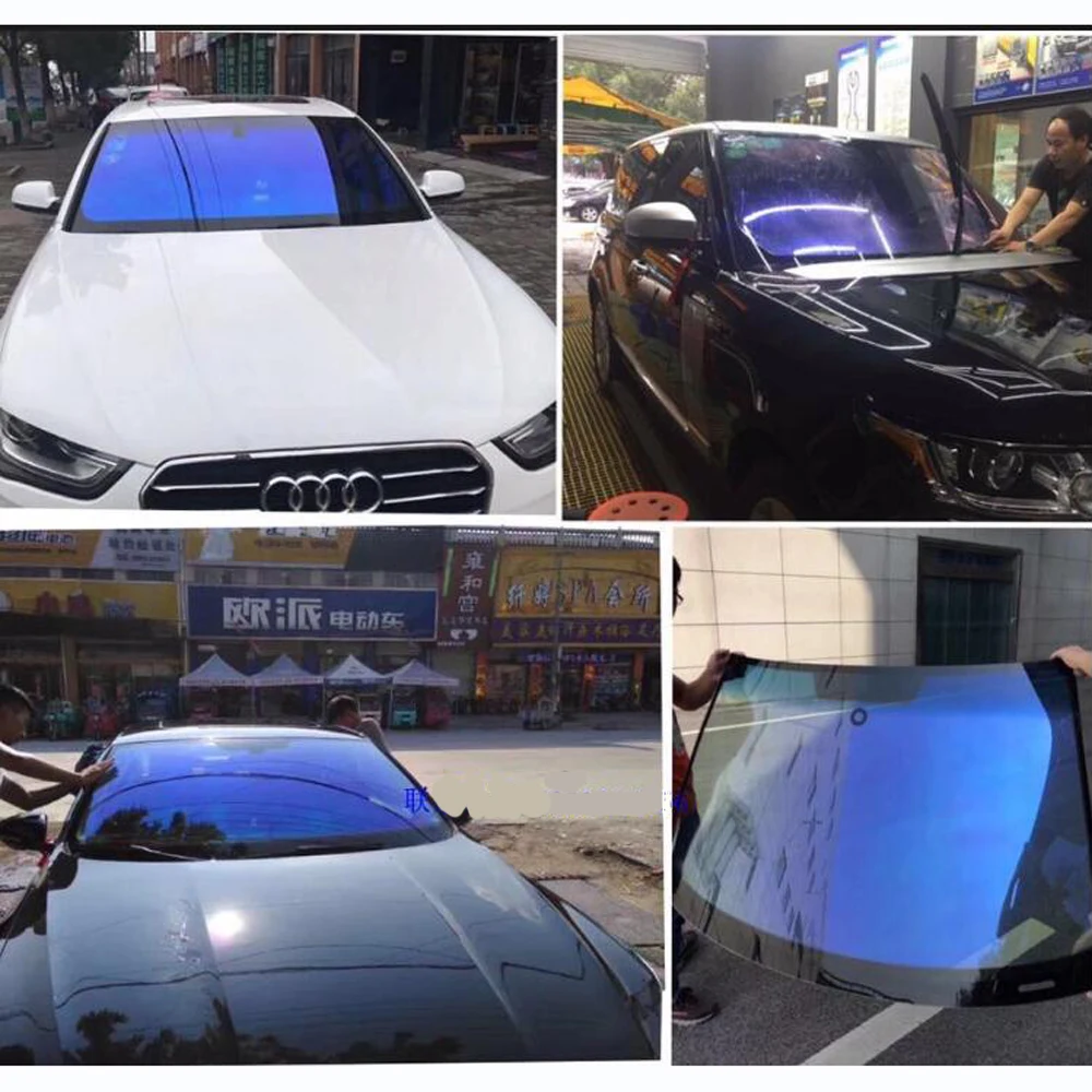 Blue Purple Window Tint VLT 80% Windshield Sticker Anti-UV Foil Home Car  Tint