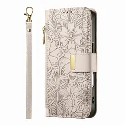 Luxury PU Leather Zipper Wallet Phone Case with Card Holder & Handbag - iPhone 15 Plus (GRAY)