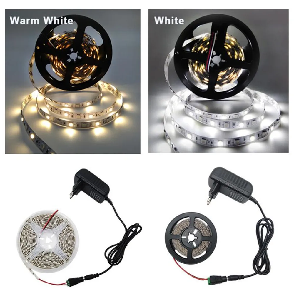 

5m White LED Strip SMD 2835 5050 Warm White/Cold White Flexible LED Strip DC 12V 2835 LED Tape Light No Waterproof 60leds/M