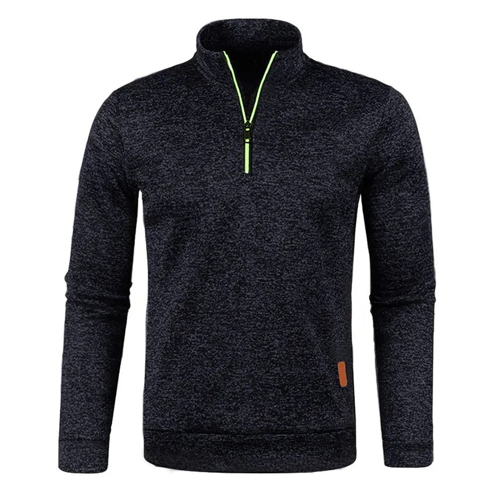 Men's Half-Zip Stand Collar Pullover Sweatshirt - Solid Color