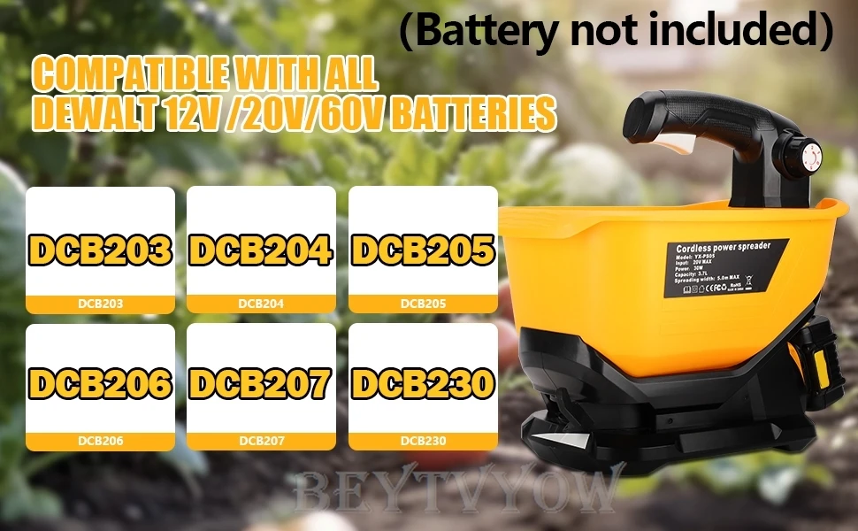Cordless Salt Spreader for Dewalt 20V 60V Li-ion Battery Handheld Seed and Ferti